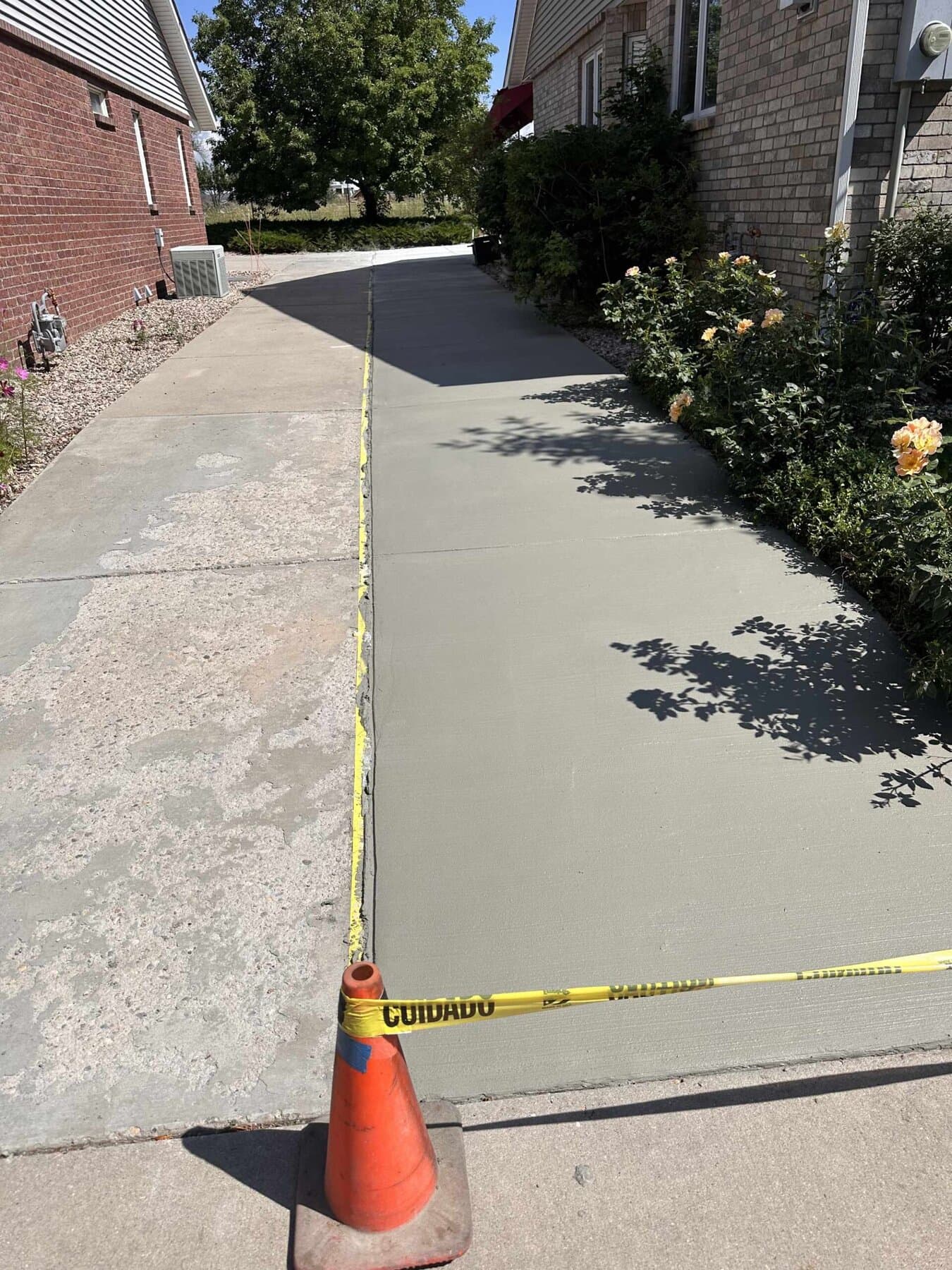 Freshly placed walkway overlay curing